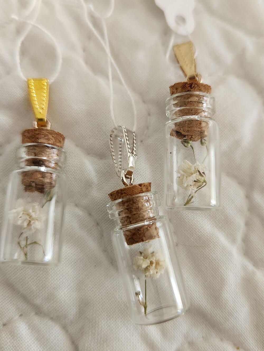 Real Flower Glass And GOLDTONE Pendant ( Choose One By Number)